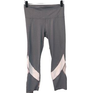 Athleta High Rise Salutation Crop Leggings Gray White Crosses High Waisted